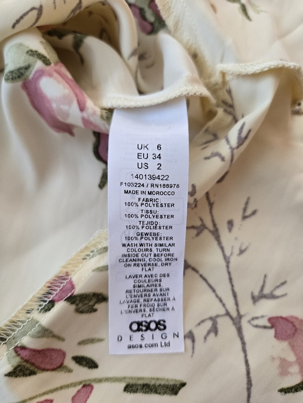 NWT ASOS DESIGN Cream Flutter Sleeve Mini Dress, Floral Print, Size 2 Petite - Picture 6 of 10